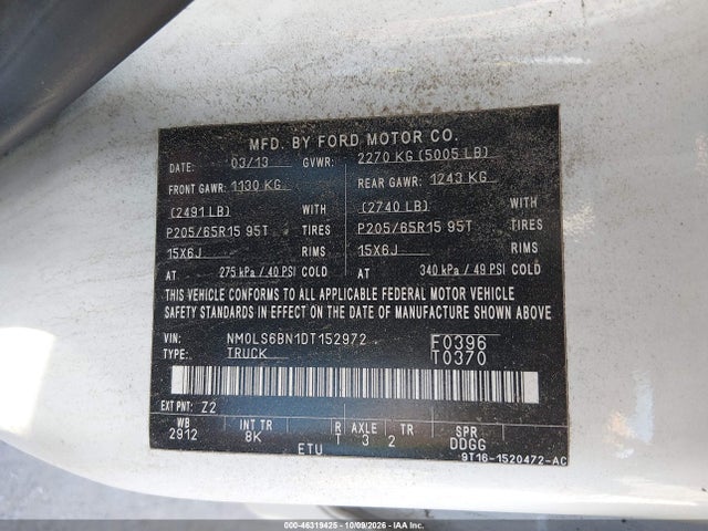 Продажа на аукционе авто 2013 Ford Transit Connect Xlt, vin: NM0LS6BN1DT152972, номер лота: 46319425