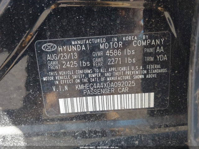 Aukcja sprzedaży 2013 Hyundai Sonata Hybrid Limited, vin: KMHEC4A4XDA092025, numer aukcji: 46319451