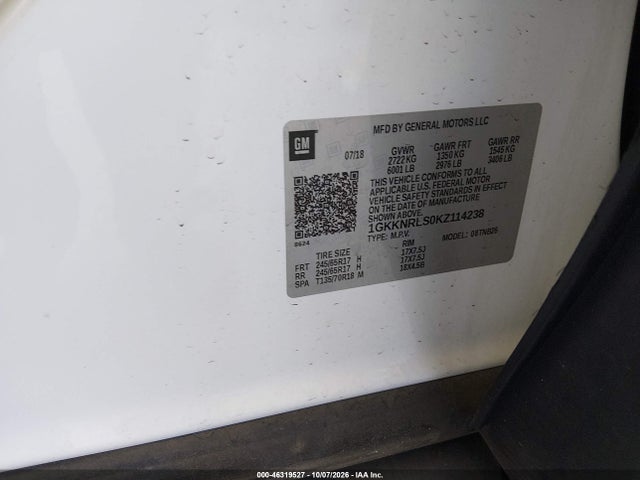 1GKKNRLS0KZ114238 GMC Acadia Sle-1