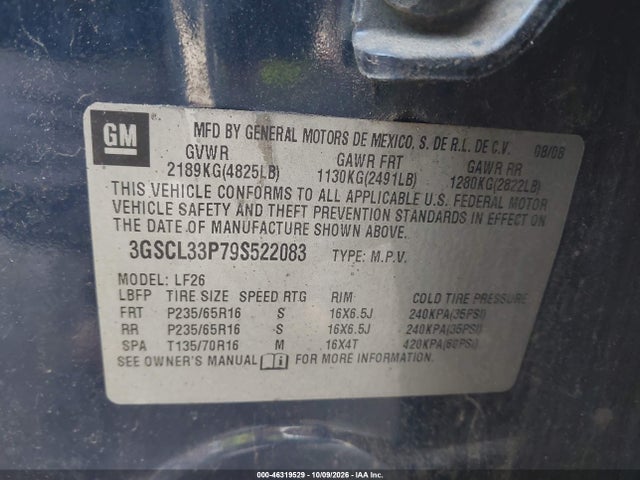 Продаж на аукціоні авто 2009 Saturn Vue 4-cyl Xe, vin: 3GSCL33P79S522083, номер лоту: 46319529