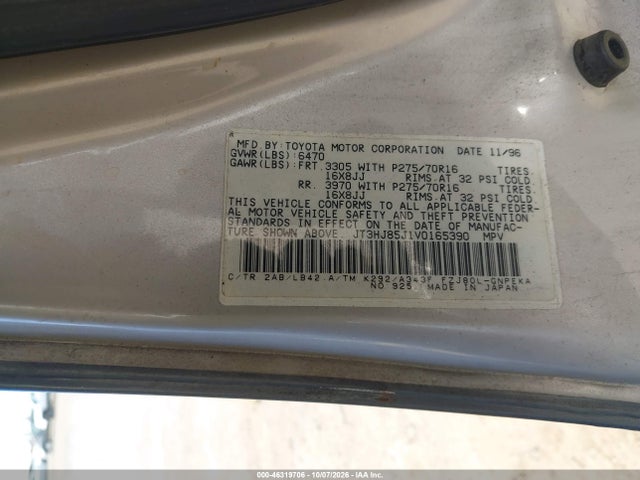 46319706 :رقم المزاد ، JT3HJ85J1V0165390 vin ، 1997 Toyota Land Cruiser مزاد بيع