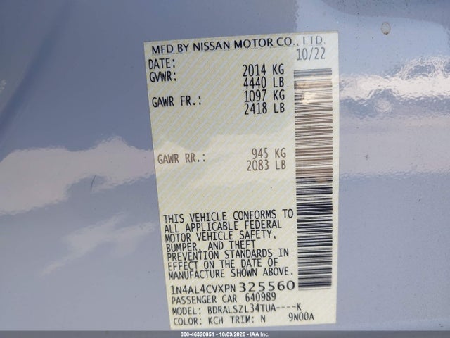 1N4AL4CVXPN325560 Nissan Altima Sr Vc-turbo Fwd