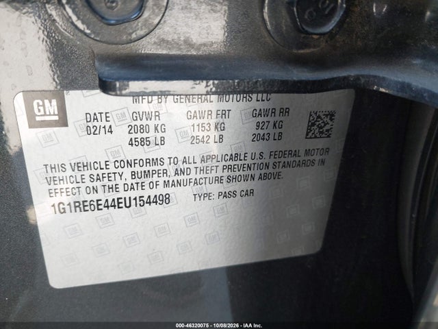 Продаж на аукціоні авто 2014 Chevrolet Volt, vin: 1G1RE6E44EU154498, номер лоту: 46320075