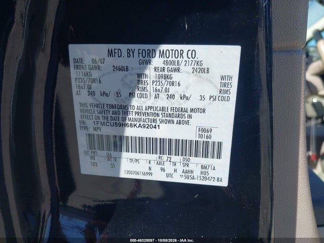Продажа на аукционе авто 2008 Ford Escape Hybrid, vin: 1FMCU59H68KA92041, номер лота: 46320097