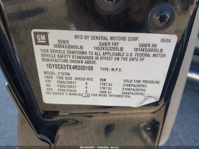 Продаж на аукціоні авто 2004 Cadillac Escalade Standard, vin: 1GYEC63TX4R300100, номер лоту: 46320207
