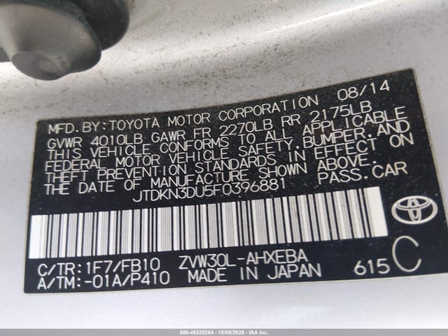 Toyota Prius Two 2015 JTDKN3DU5F0396881 Image 9