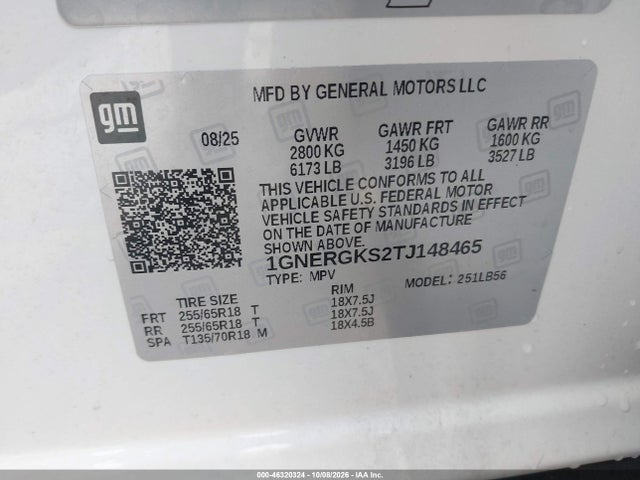 46320324 :رقم المزاد ، 1GNERGKS2TJ148465 vin ، 2026 Chevrolet Traverse Fwd Lt مزاد بيع