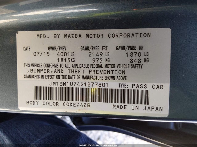 Продажа на аукционе авто 2016 Mazda Mazda3 I Sport, vin: JM1BM1U74G1277801, номер лота: 46320437