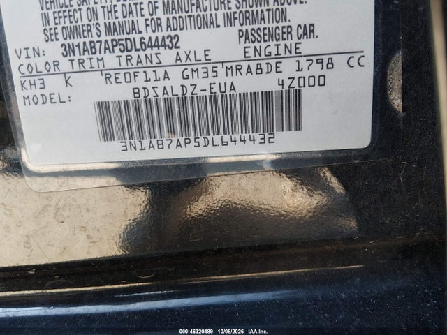 Продаж на аукціоні авто 2013 Nissan Sentra Sv, vin: 3N1AB7AP5DL644432, номер лоту: 46320489