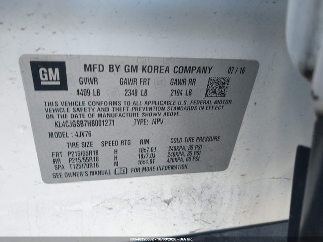 Продажа на аукционе авто 2017 Buick Encore Essence, vin: KL4CJGSB7HB001271, номер лота: 46320582