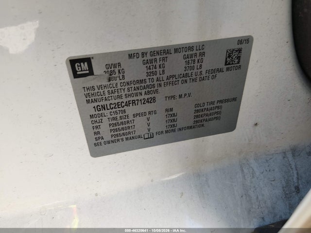 Aukcja sprzedaży 2015 Chevrolet Tahoe Commercial Fleet, vin: 1GNLC2EC4FR712428, numer aukcji: 46320641