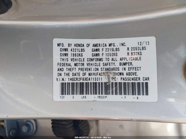 Honda Accord Ex-l 2014 1HGCR2F8XEA115011 Image 9