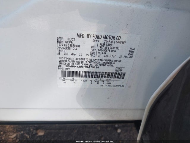 Продажа на аукционе авто 2024 Ford Edge Sel, vin: 2FMPK4J98RBA79826, номер лота: 46320838