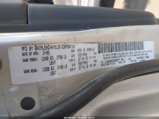 46321008 :رقم المزاد ، 1J4GW48S62C260277 vin ، 2002 Jeep Grand Cherokee Laredo مزاد بيع