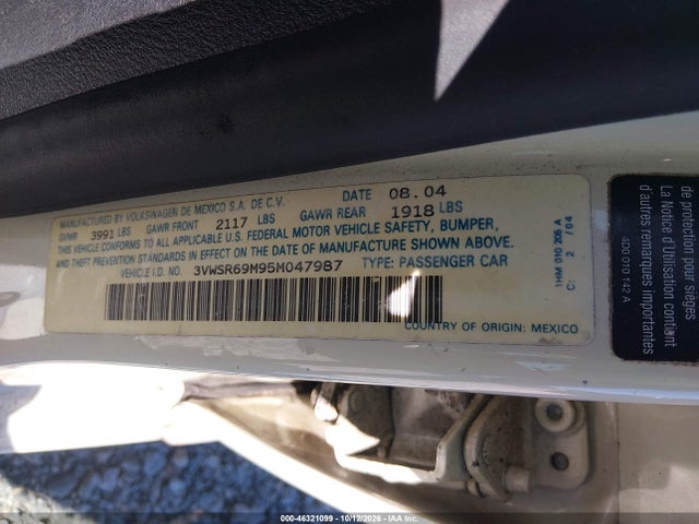 46321099 :رقم المزاد ، 3VWSR69M95M047987 vin ، 2005 Volkswagen Jetta Gls Tdi مزاد بيع