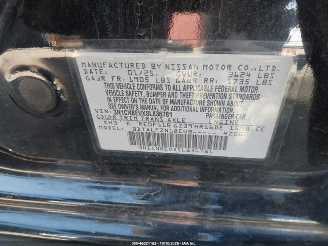 Aukcja sprzedaży 2025 Nissan Versa 1.6 Sv, vin: 3N1CN8EVXSL836781, numer aukcji: 46321153