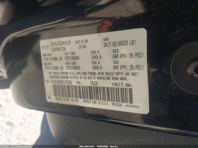 46321437 :رقم المزاد ، 1D7HU18D05S125926 vin ، 2005 Dodge Ram 1500 Slt/laramie مزاد بيع