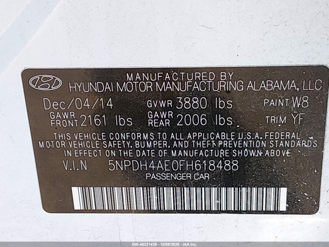 Hyundai ELANTRA SE 2015 5NPDH4AE0FH618488 Image 9