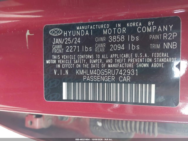 Aukcja sprzedaży 2024 Hyundai Elantra Sel, vin: KMHLM4DG5RU742931, numer aukcji: 46321604