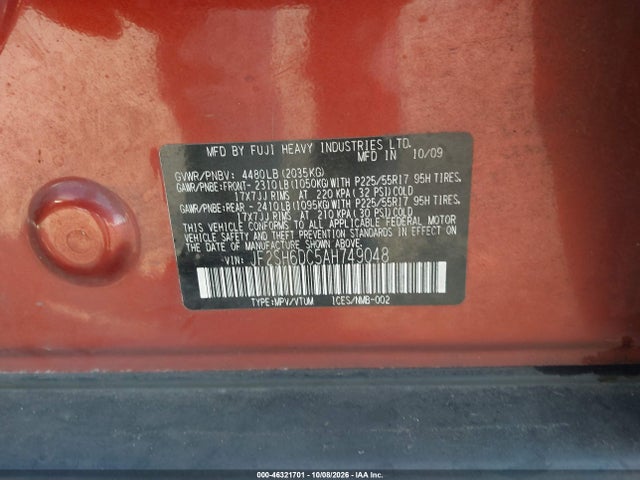 Aukcja sprzedaży 2010 Subaru Forester 2.5x Limited, vin: JF2SH6DC5AH749048, numer aukcji: 46321701