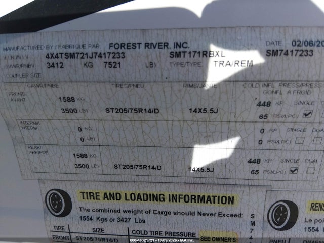 Forest River Other 2018 4X4TSM721J7417233 Image 9