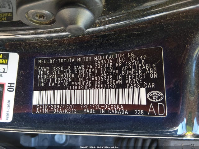 Toyota COROLLA SE 2018 2T1BURHE5JC997120 Image 9