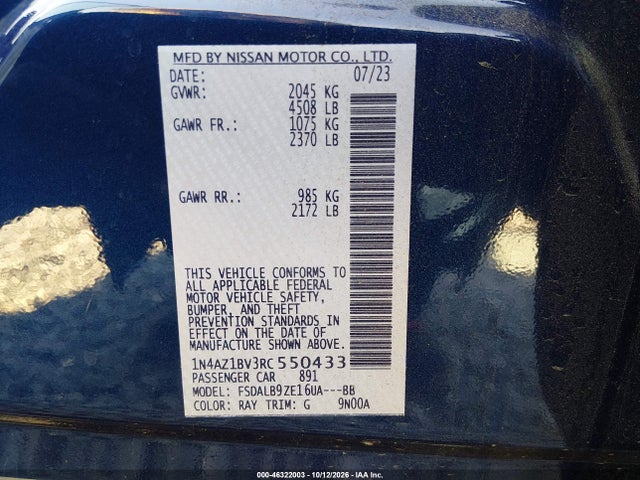1N4AZ1BV3RC550433 Nissan LEAF S