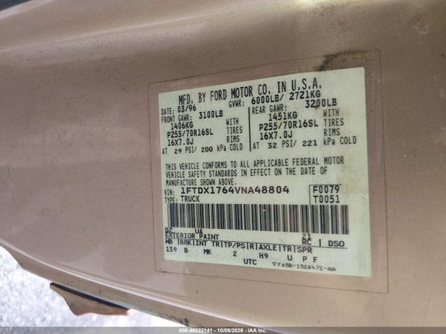 Продажа на аукционе авто 1997 Ford F150, vin: 1FTDX1764VNA48804, номер лота: 46322141