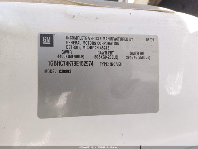 Aukcja sprzedaży 2009 Chevrolet Silverado 3500hd Work Truck, vin: 1GBHC74K79E152974, numer aukcji: 46322181
