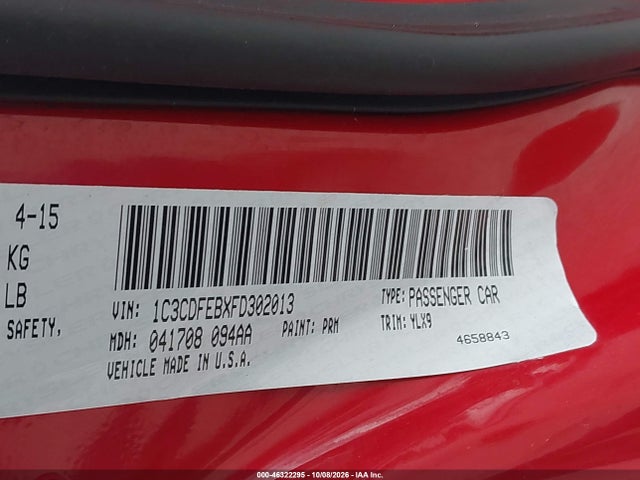 1C3CDFEBXFD302013 Dodge DART GT