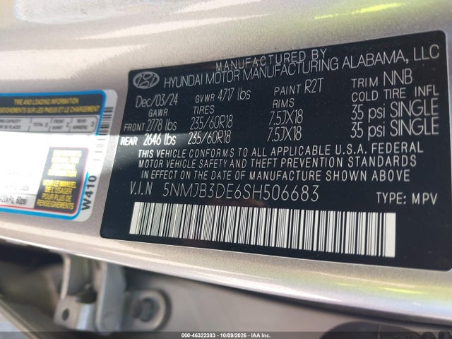 5NMJB3DE6SH506683 Hyundai TUCSON SEL