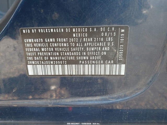 Aukcja sprzedaży 2014 Volkswagen Jetta 2.0l S, vin: 3VW2K7AJXEM209072, numer aukcji: 46322681