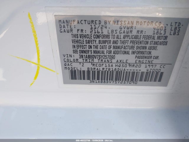 Продажа на аукционе авто 2025 Nissan Sentra Sr, vin: 3N1AB8DV7SY257090, номер лота: 46322706