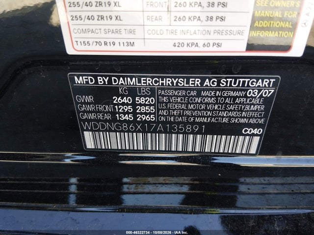Продажа на аукционе авто 2007 Mercedes-benz S 550 4matic, vin: WDDNG86X17A135891, номер лота: 46322734