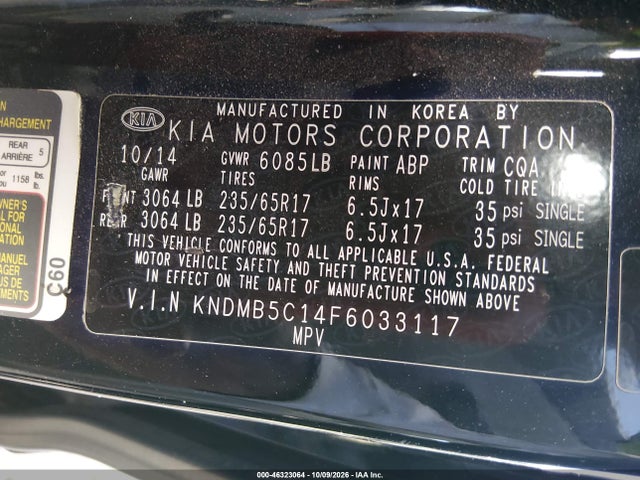 KIA SEDONA LX 2015 KNDMB5C14F6033117 Image 9