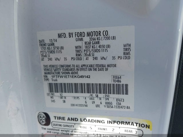 Продажа на аукционе авто 2014 Ford F-150 Fx4, vin: 1FTFW1ET1EKG49142, номер лота: 46323156