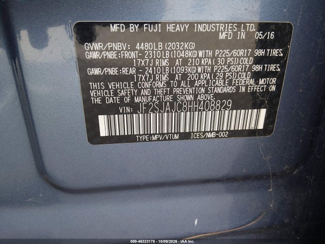 Subaru Forester 2.5i Limited 2017 JF2SJAJC8HH408829 Image 9