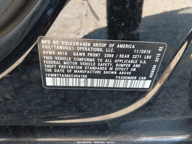 Volkswagen PASSAT SE 2014 1VWBT7A35EC054155 Image 9