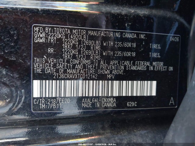 Продаж на аукціоні авто 2026 Toyota Rav4 Xle Premium, vin: 2T36CRAVXTC012142, номер лоту: 46323197