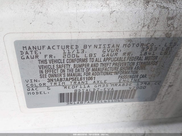 Nissan SENTRA SV 2014 3N1AB7AP5EL611061 Image 9