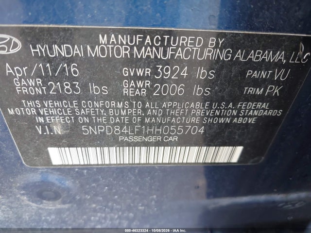 Aukcja sprzedaży 2017 Hyundai Elantra Se, vin: 5NPD84LF1HH055704, numer aukcji: 46323324
