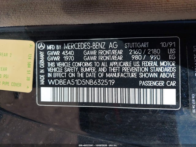 Продажа на аукционе авто 1992 Mercedes-benz 300 Ce, vin: WDBEA51D5NB632519, номер лота: 46323341