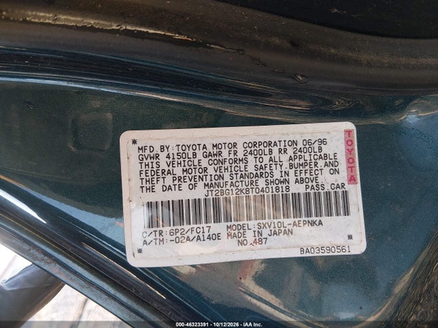 Aukcja sprzedaży 1996 Toyota Camry Dx/le/xle, vin: JT2BG12K8T0401818, numer aukcji: 46323391