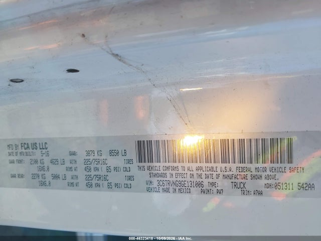 3C6TRVNG9GE131006 RAM Promaster 1500 Low Roof