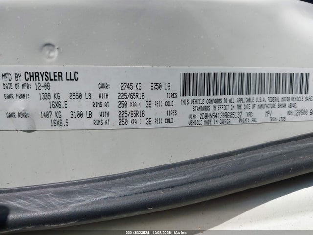 46323524 :رقم المزاد ، 2D8HN54139R605137 vin ، 2009 Dodge Grand Caravan Sxt مزاد بيع