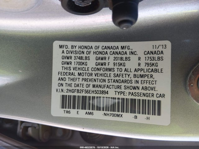 2HGFB2F56EH503894 Honda Civic Lx