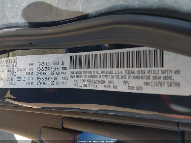 Продаж на аукціоні авто 2016 Jeep Cherokee Trailhawk, vin: 1C4PJMBSXGW194884, номер лоту: 46323598