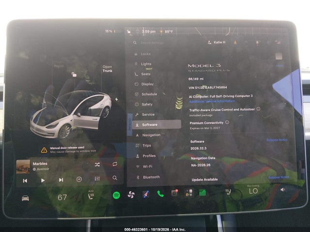 46323601 :رقم المزاد ، 5YJ3E1EA6LF745864 vin ، 2020 Tesla Model 3 Standard Range Plus Rear-wheel Drive/standard Range Rear-wheel Drive مزاد بيع