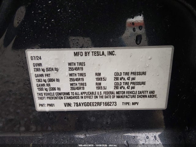 Tesla Model Y Long Range Dual Motor All-wheel Drive 2024 7SAYGDEE2RF166273 Image 9