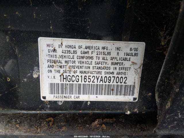 2000 Honda Accord 3.0 Ex მანქანა იყიდება აუქციონზე, vin: 1HGCG1652YA097002, აუქციონის ნომერი: 46323649